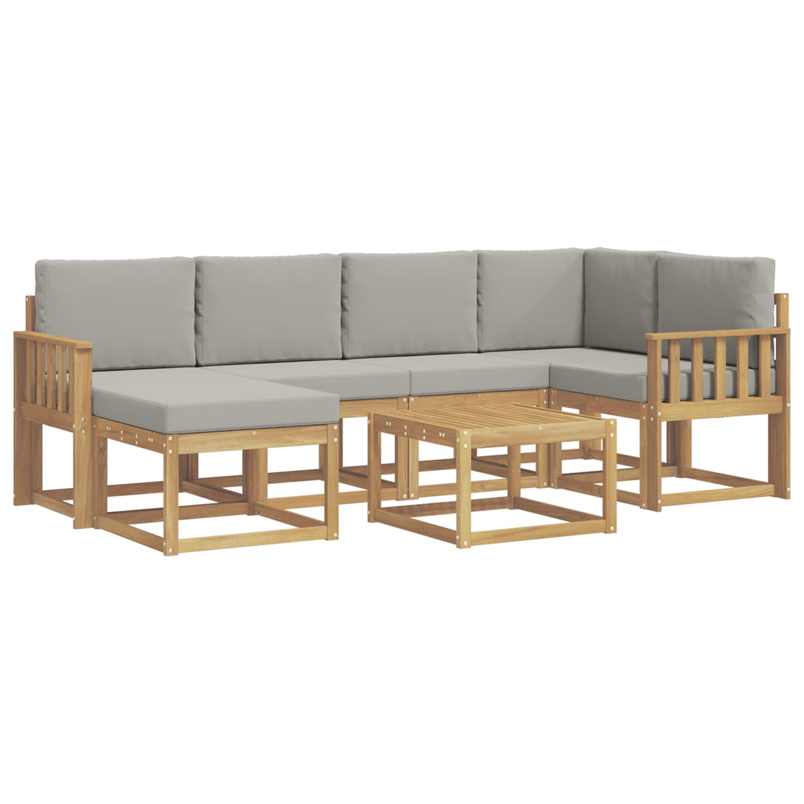 Outdoor-Sofagarnitur mit Kissen 7 pcs Weiß und Hellgrau