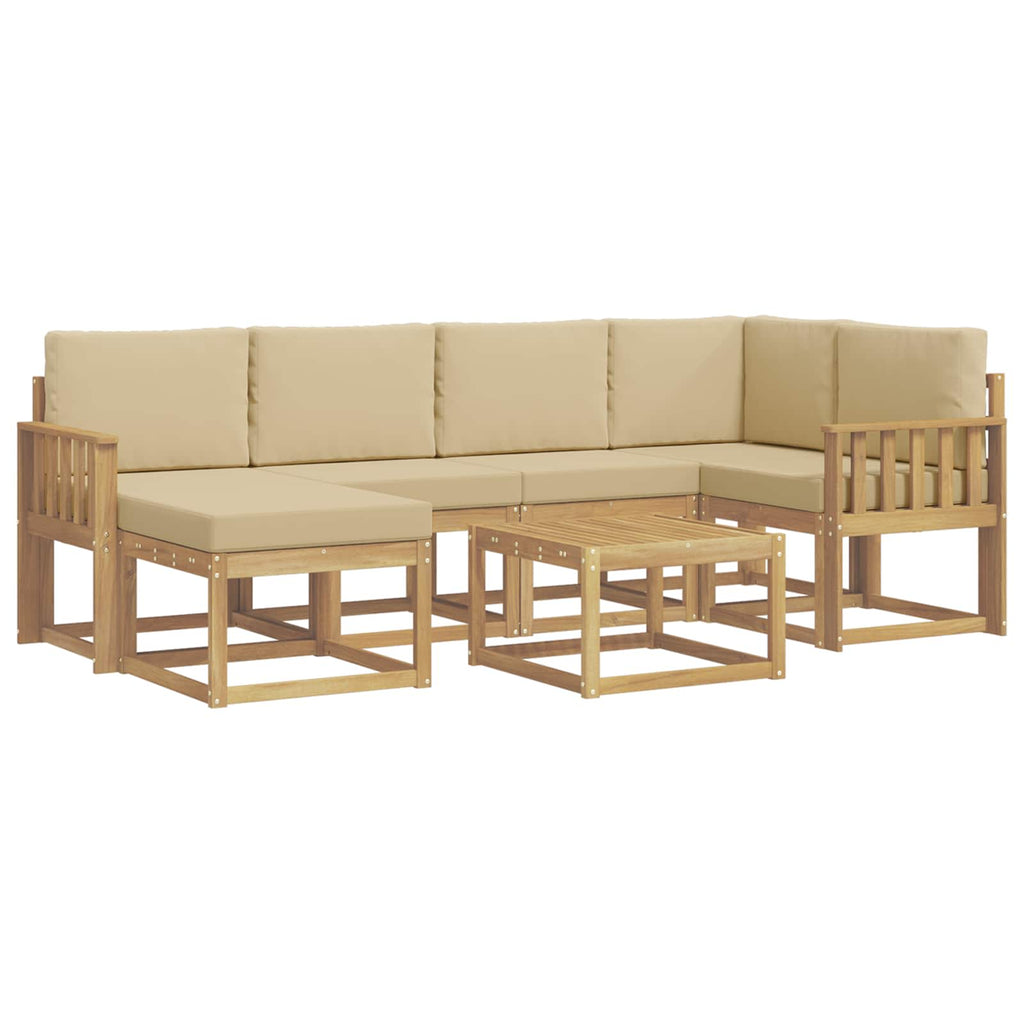 Outdoor-Sofagarnitur 7 pcs Weiß und Beige Massivholz Akazie
