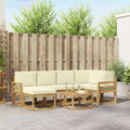 Outdoor-Sofagarnitur 7 pcs Weiß und Creme Massivholz Akazie