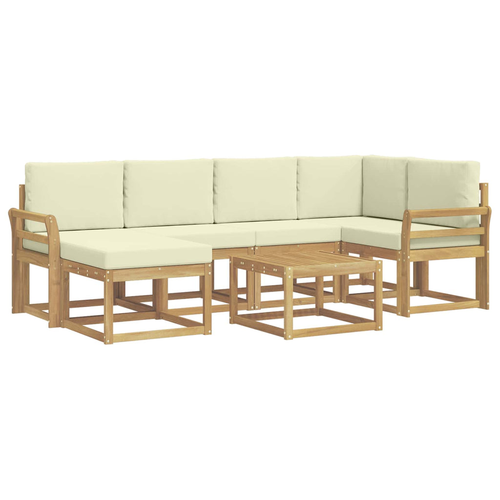 Outdoor-Sofagarnitur 7 pcs Weiß und Creme Massivholz Akazie