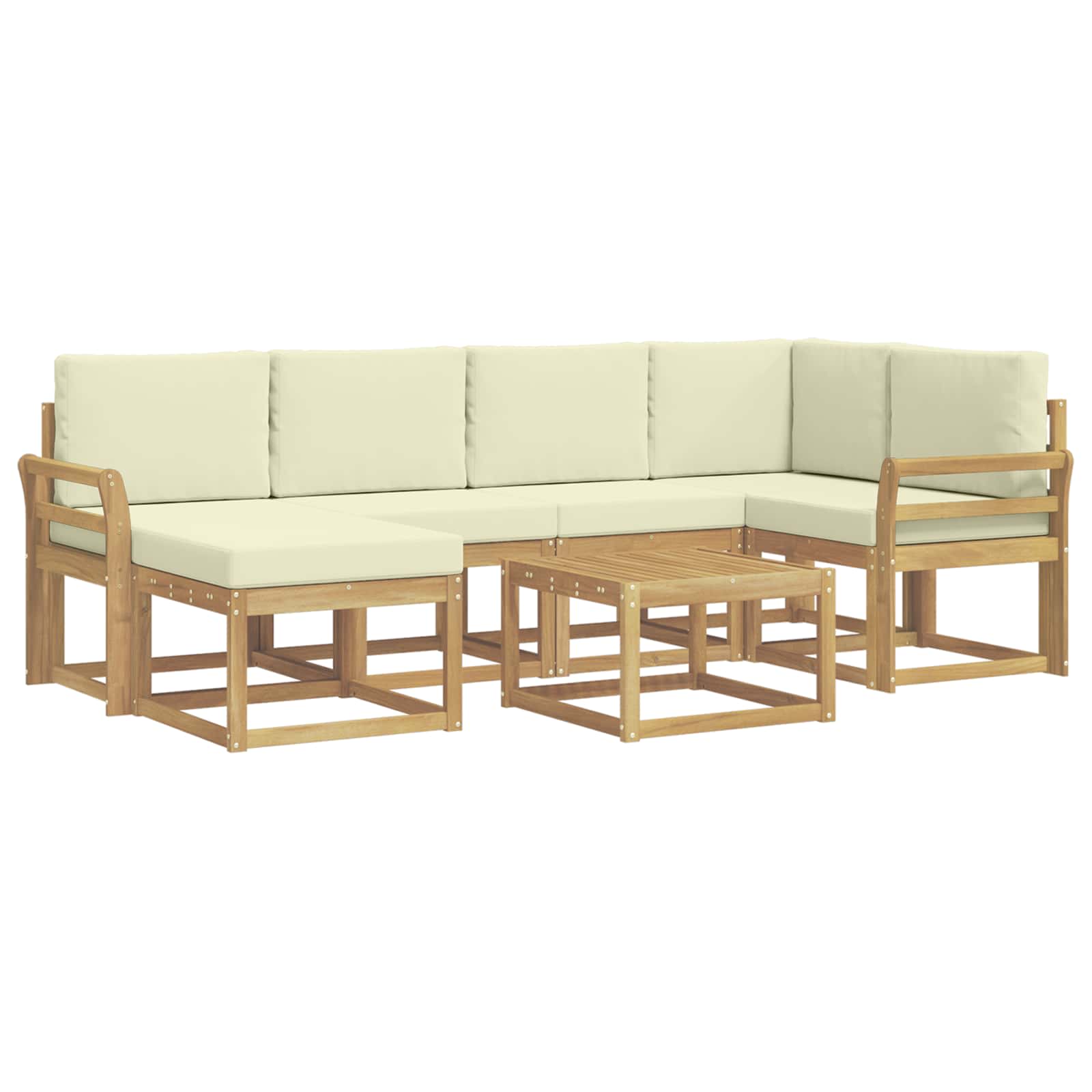Outdoor-Sofagarnitur 7 pcs Weiß und Creme Massivholz Akazie