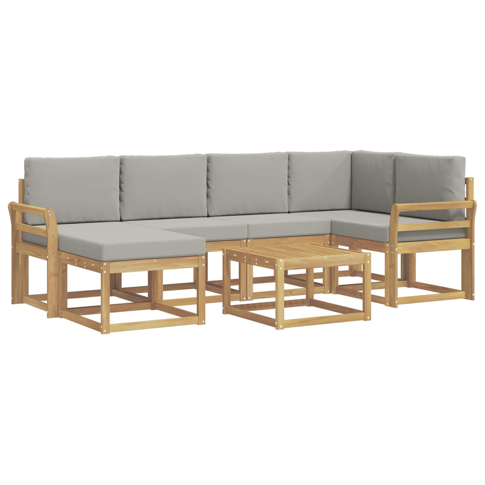 Outdoor-Sofagarnitur mit Kissen 7 pcs Weiß und Hellgrau