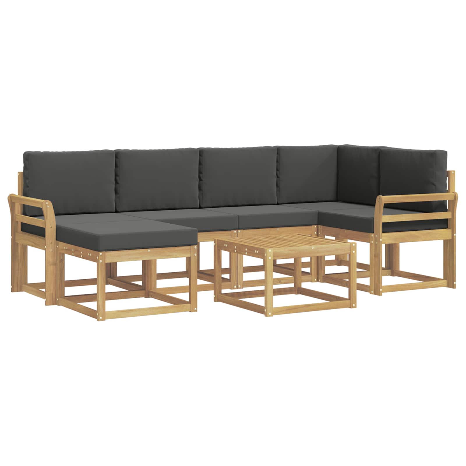 Outdoor-Sofagarnitur 7 pcs Weiß und Anthrazit Massivholz Akazie