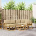 Outdoor-Sofagarnitur 7 pcs Weiß und Beige Massivholz Akazie