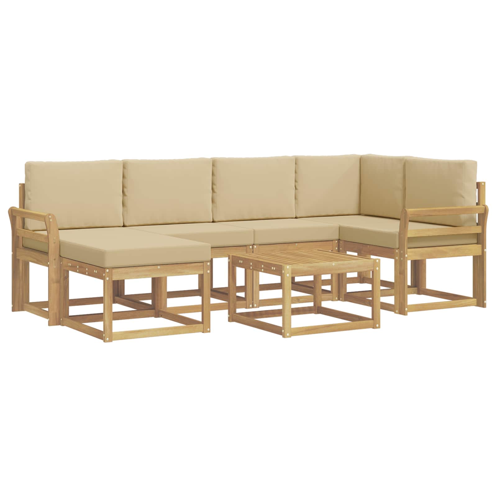 Outdoor-Sofagarnitur 7 pcs Weiß und Beige Massivholz Akazie