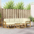 Outdoor-Sofagarnitur 7 pcs Weiß und Creme Massivholz Akazie