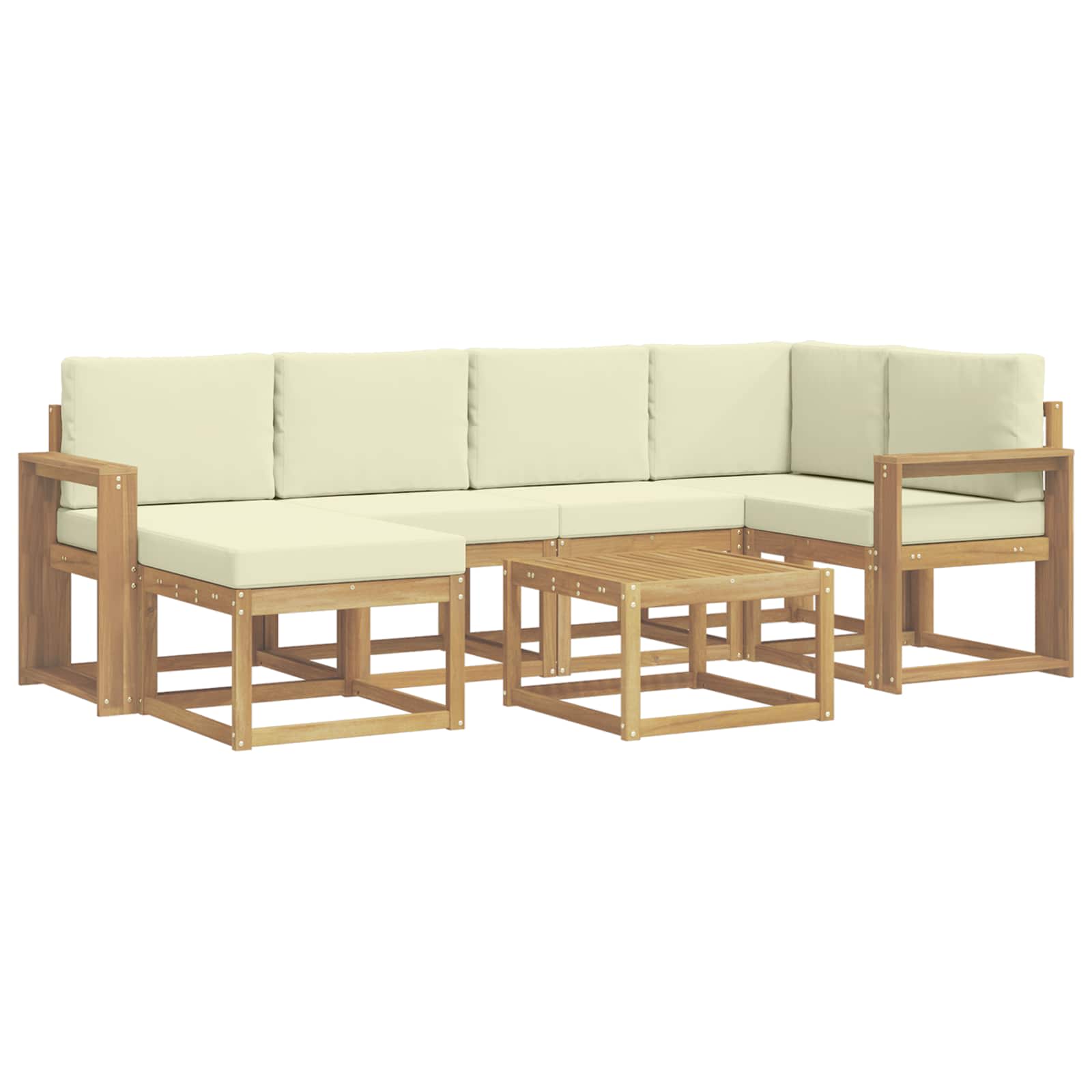 Outdoor-Sofagarnitur 7 pcs Weiß und Creme Massivholz Akazie