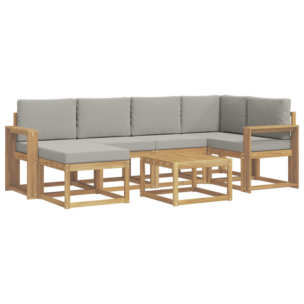 Outdoor-Sofagarnitur mit Kissen 7 pcs Weiß und Hellgrau
