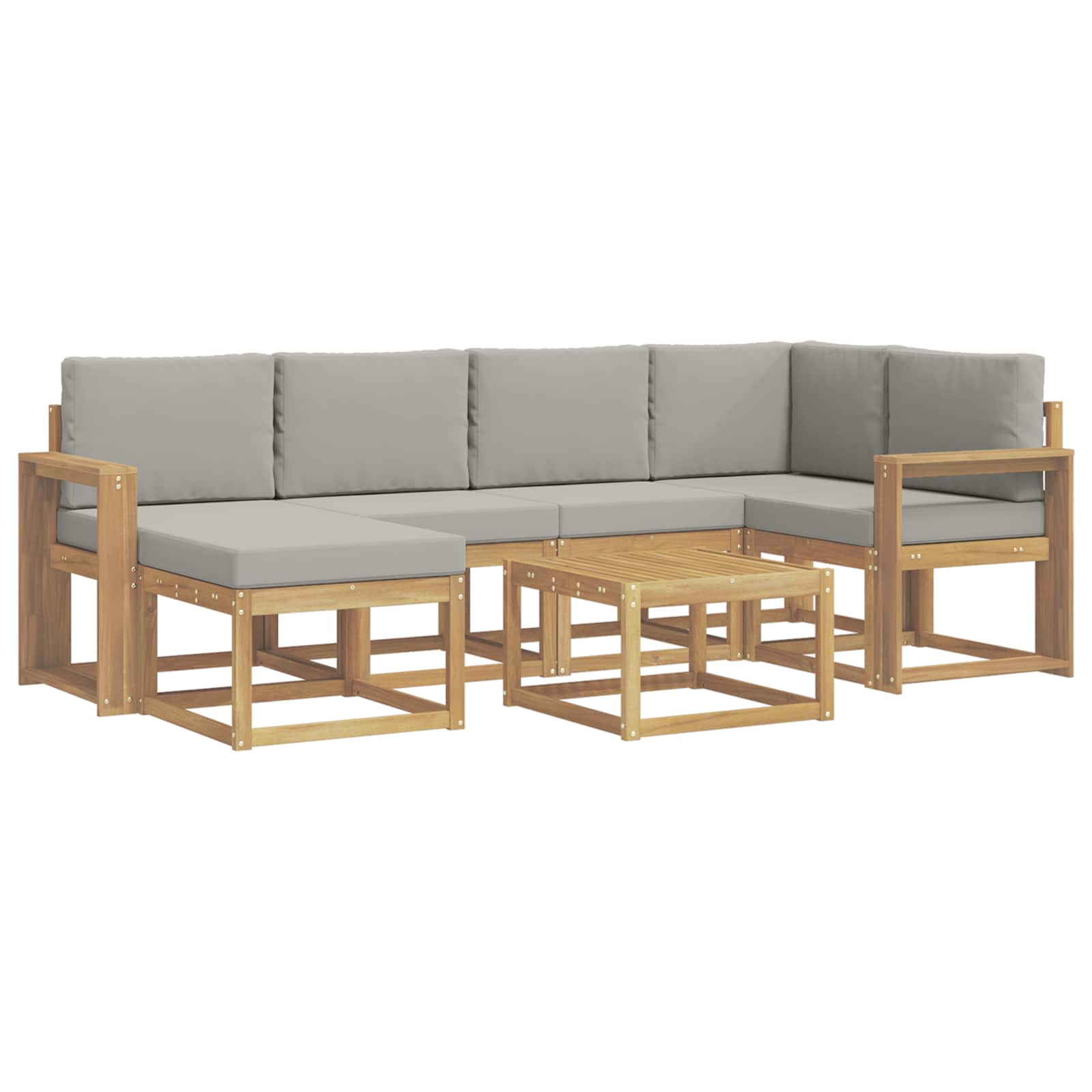 Outdoor-Sofagarnitur mit Kissen 7 pcs Weiß und Hellgrau
