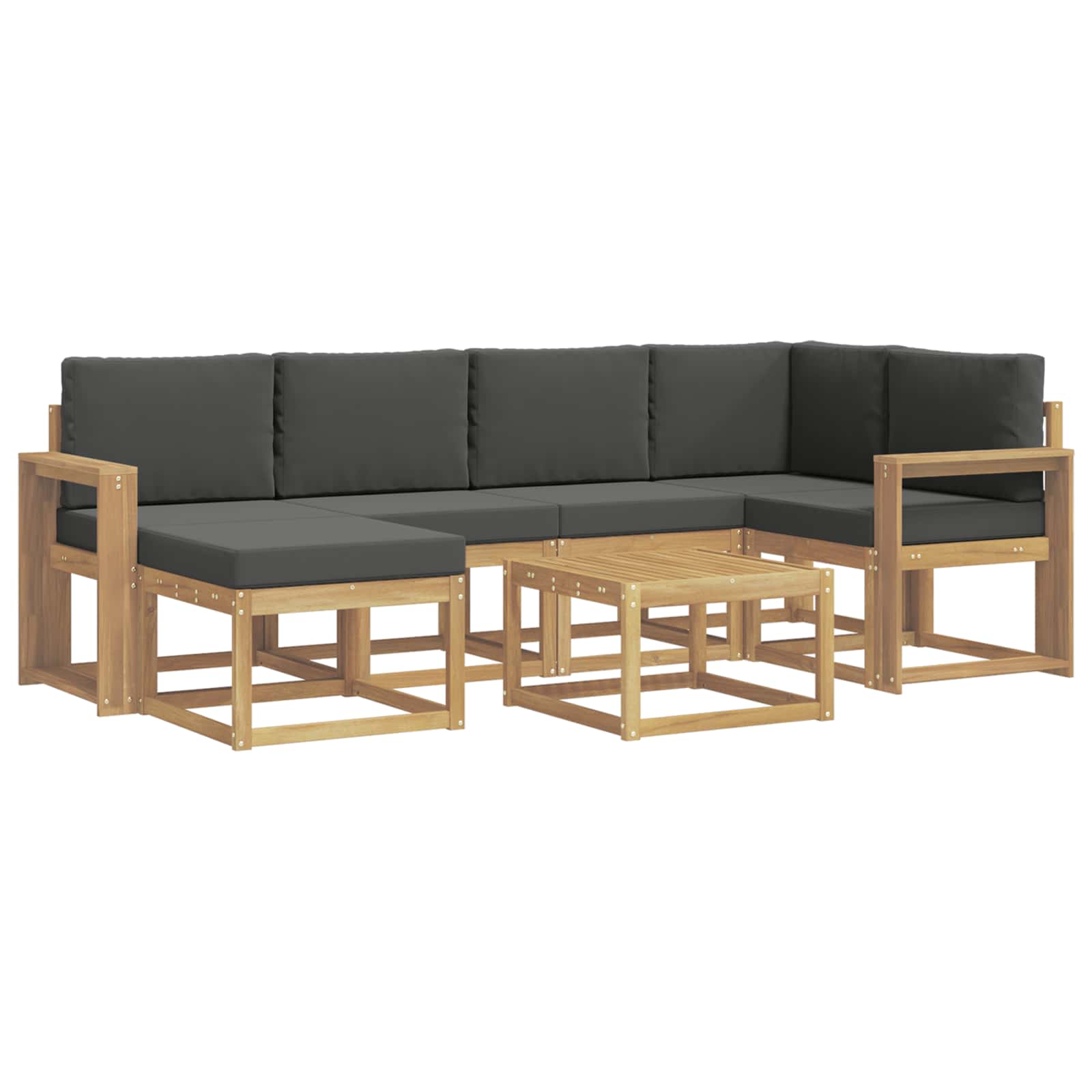 Outdoor-Sofagarnitur 7 pcs Weiß und Anthrazit Massivholz Akazie