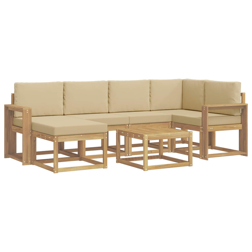 Outdoor-Sofagarnitur 7 pcs Weiß und Beige Massivholz Akazie