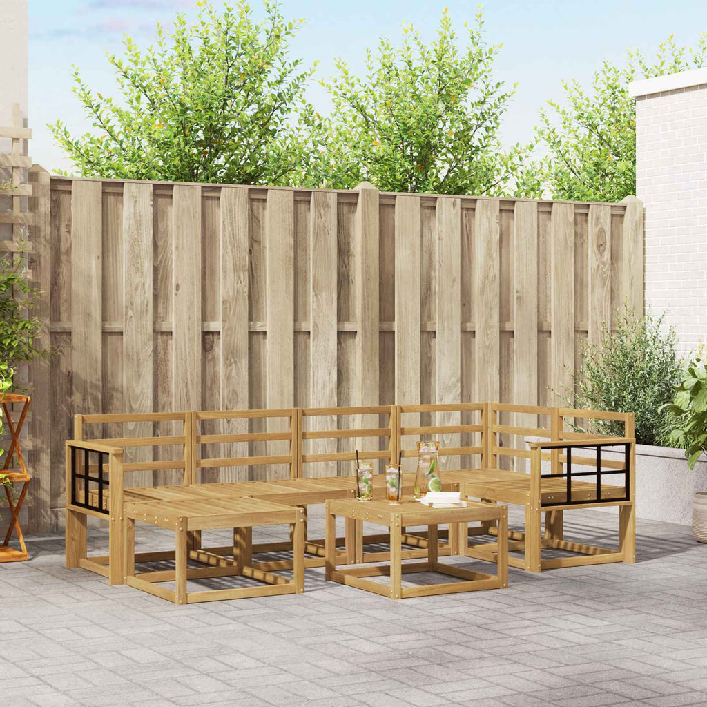 Outdoor-Sofagarnitur 7 pcs Weiß Massivholz Akazie