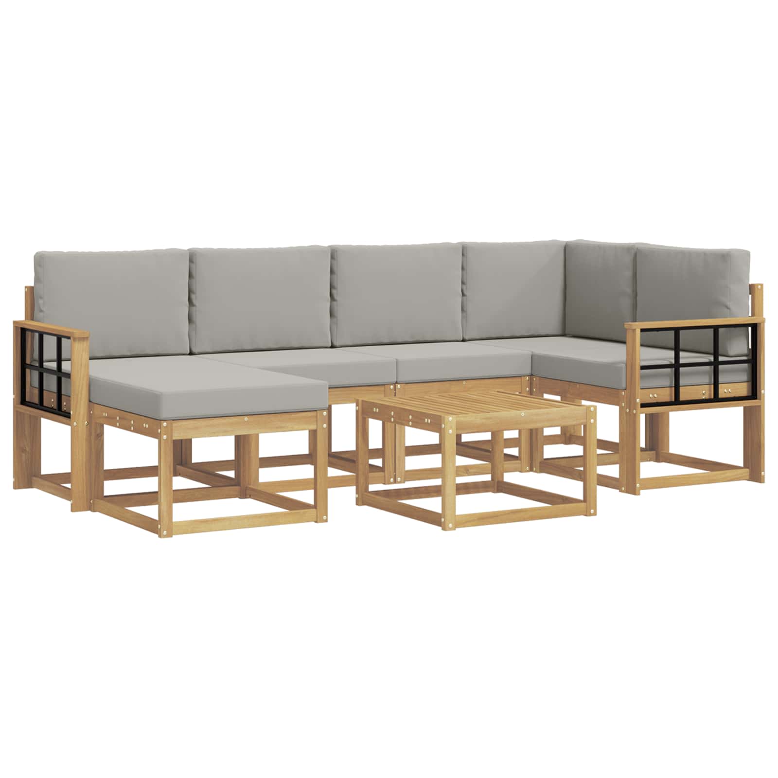 Outdoor-Sofagarnitur mit Kissen 7 pcs Weiß und Hellgrau