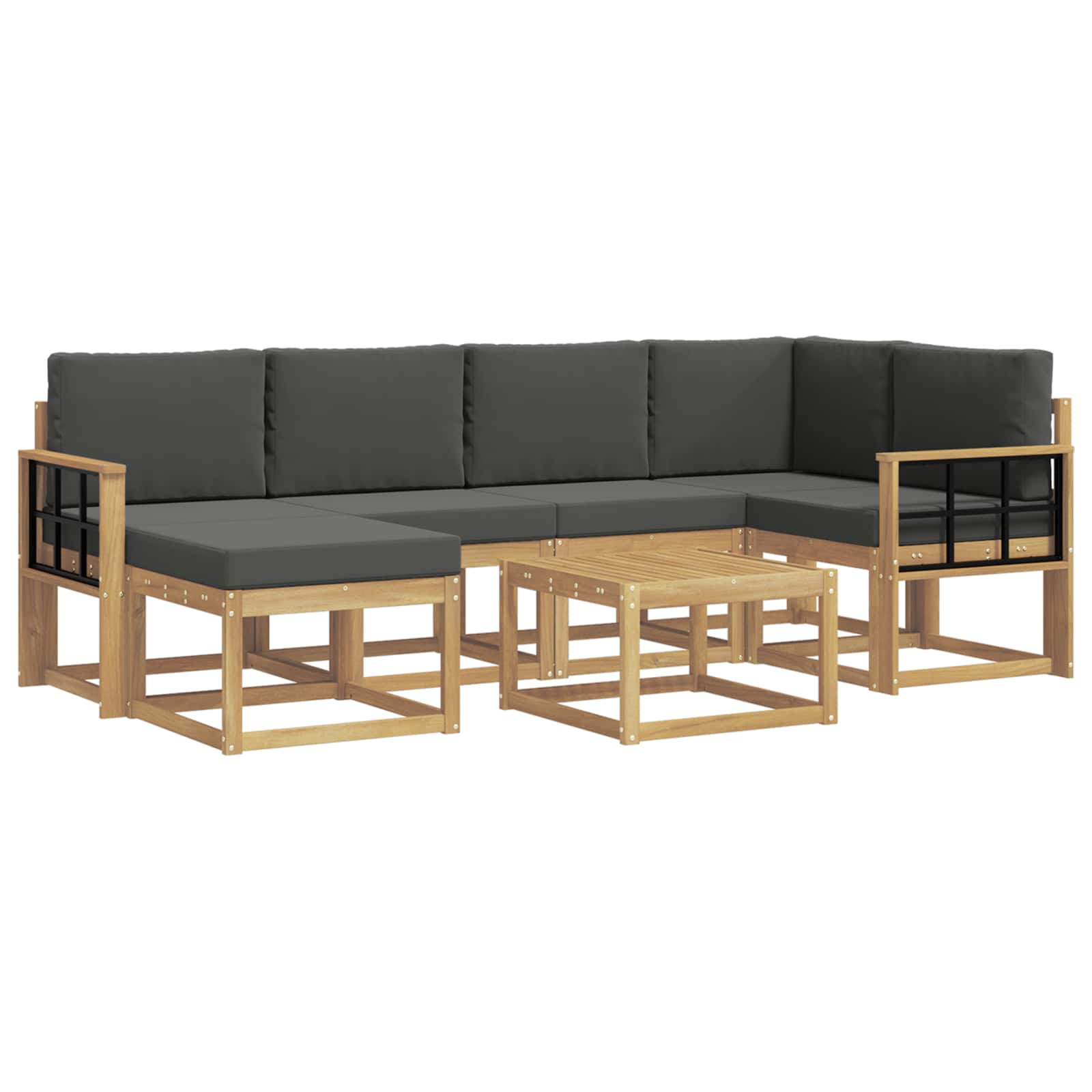 Outdoor-Sofagarnitur 7 pcs Weiß und Anthrazit Massivholz Akazie