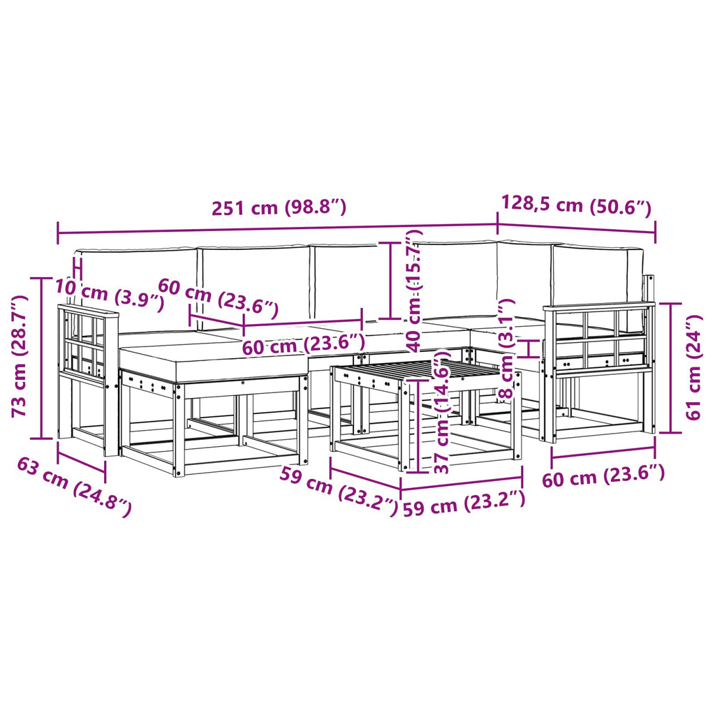 Outdoor-Sofagarnitur 7 pcs Weiß und Anthrazit Massivholz Akazie