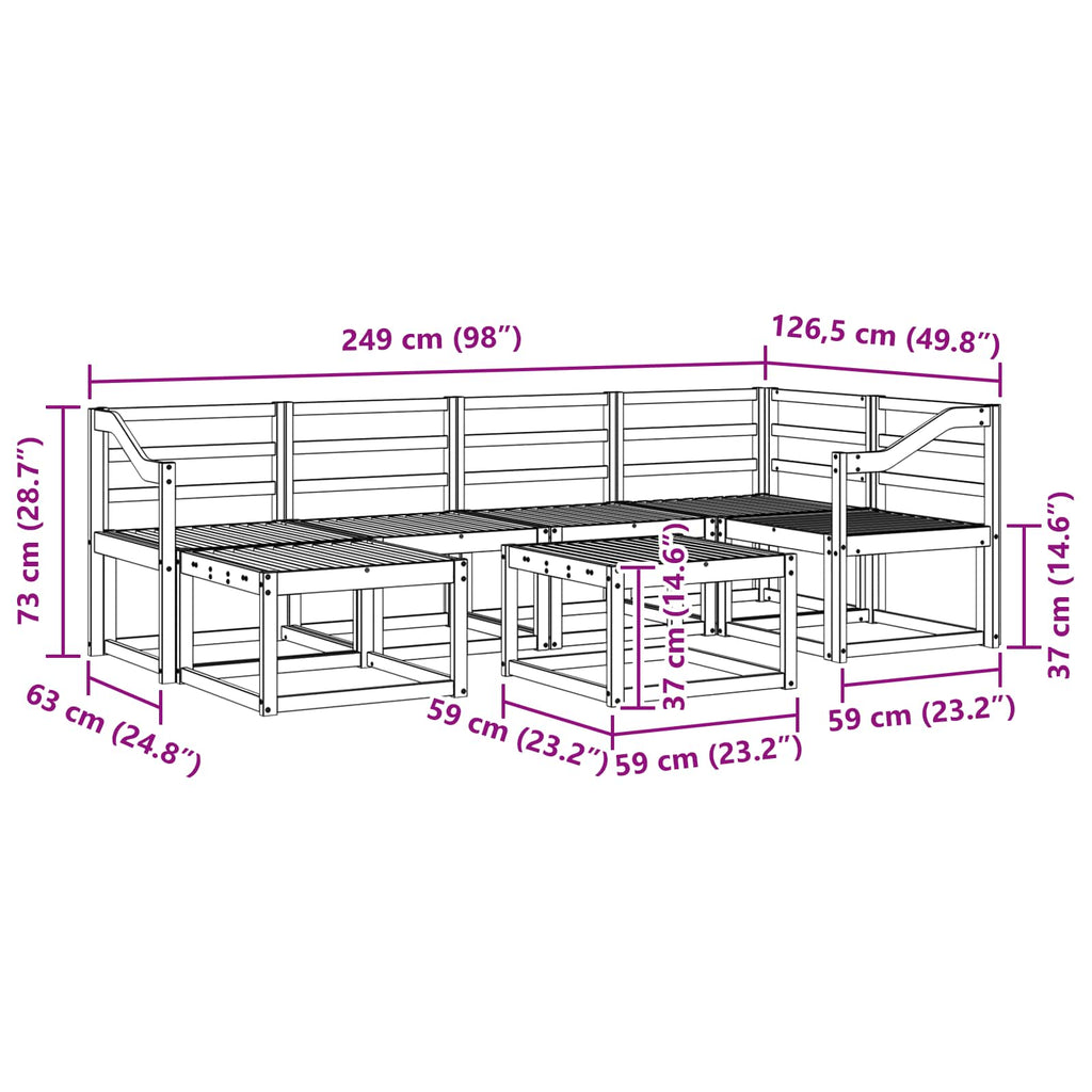 Outdoor-Sofagarnitur 7 pcs Weiß Massivholz Akazie