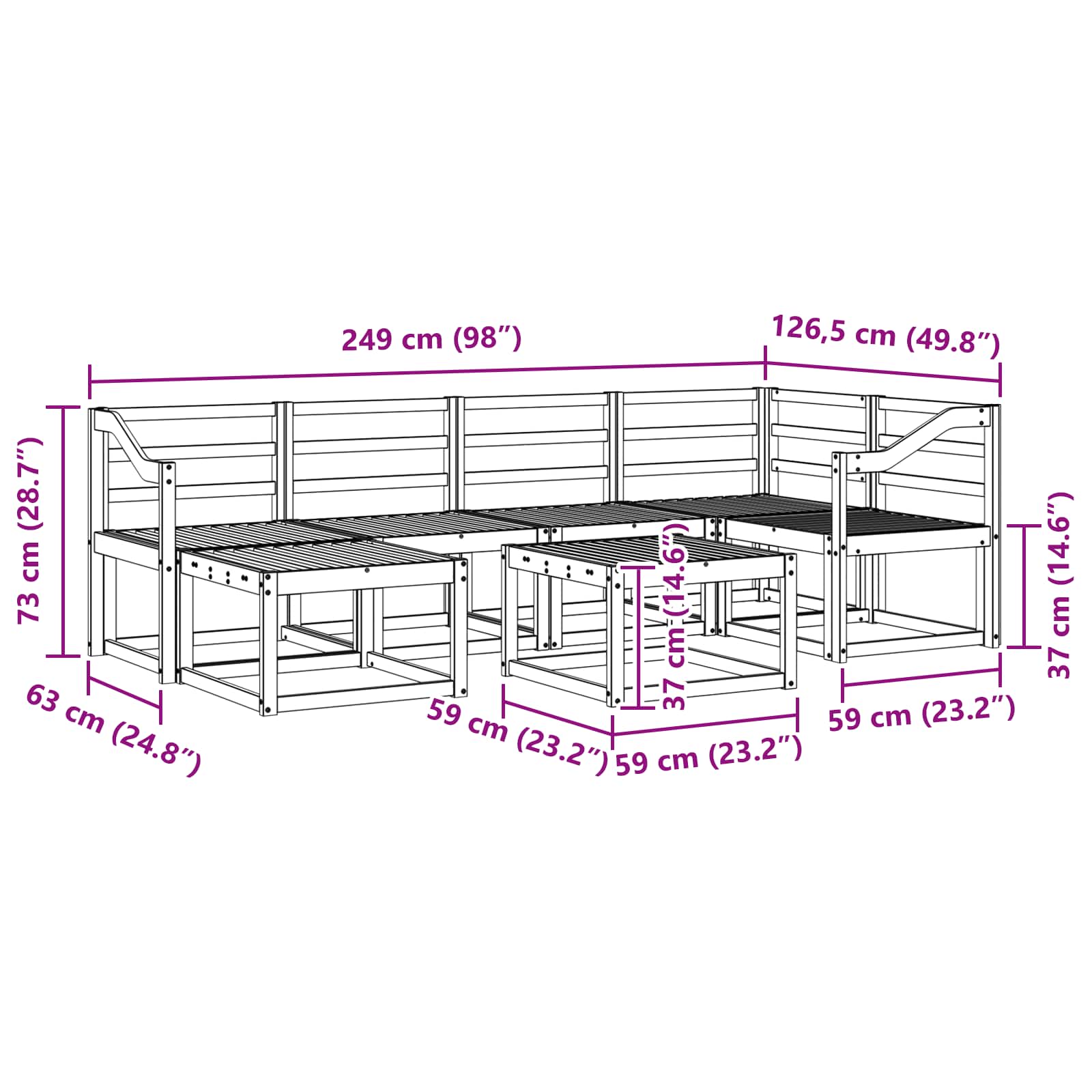 Outdoor-Sofagarnitur 7 pcs Weiß Massivholz Akazie
