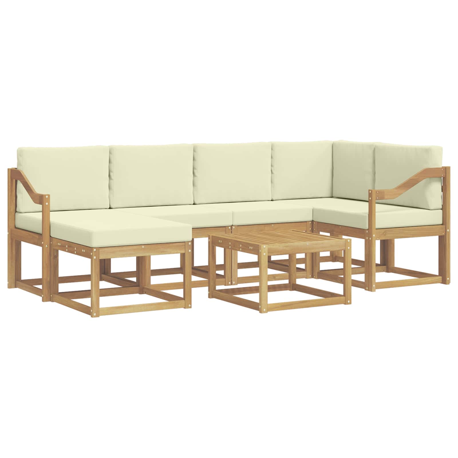 Outdoor-Sofagarnitur 7 pcs Weiß und Creme Massivholz Akazie