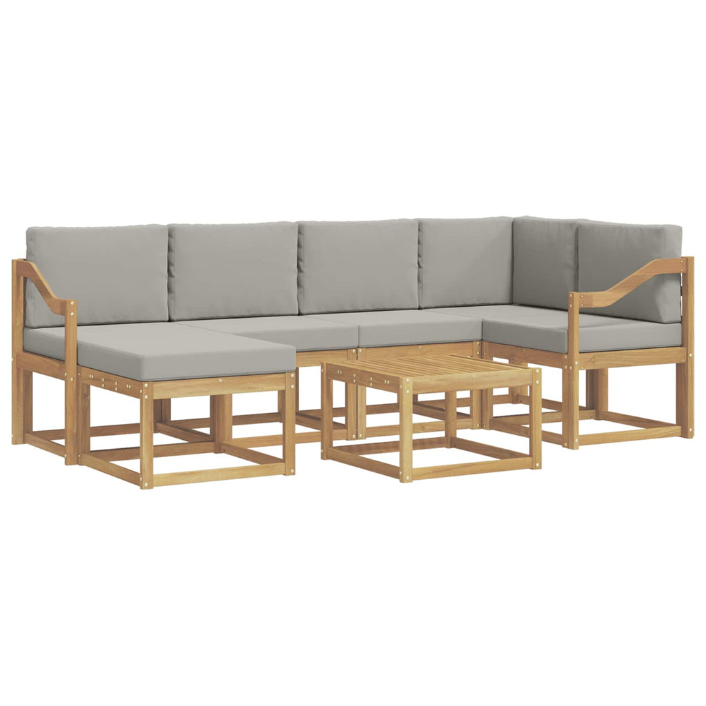 Outdoor-Sofagarnitur mit Kissen 7 pcs Weiß und Hellgrau