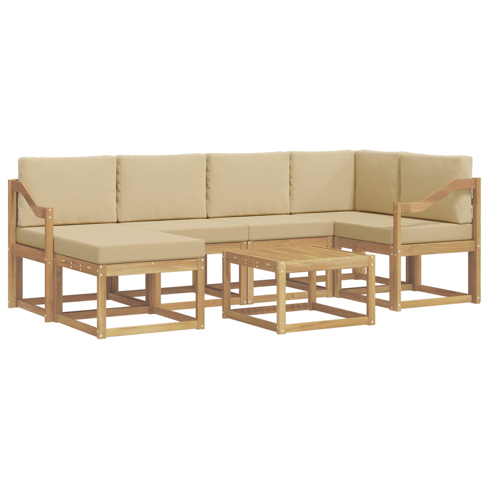 Outdoor-Sofagarnitur 7 pcs Weiß und Beige Massivholz Akazie