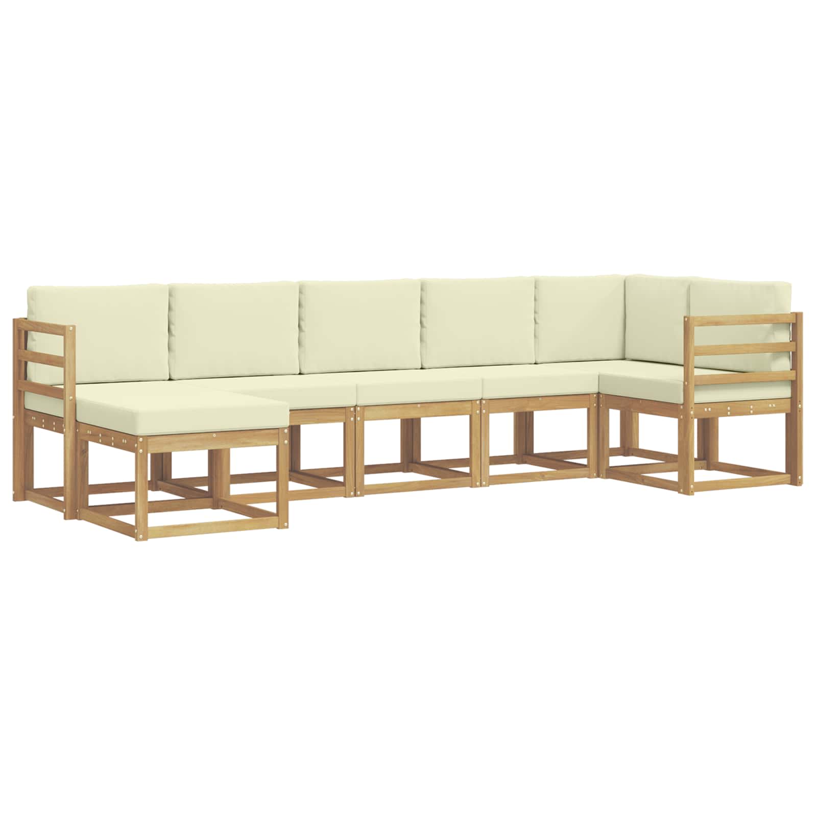 Outdoor-Sofagarnitur mit Kissen 7 pcs Weiß und Creme Polyester