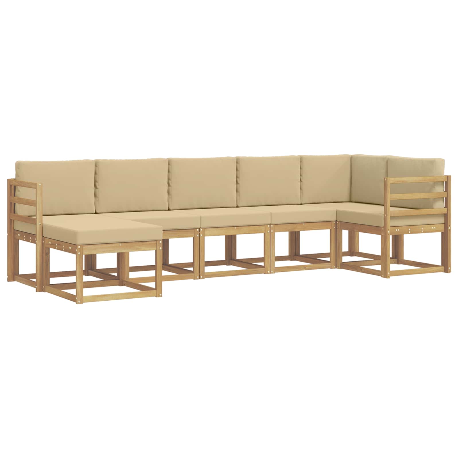 Outdoor-Sofagarnitur mit Kissen 7 pcs Weiß und Beige Polyester