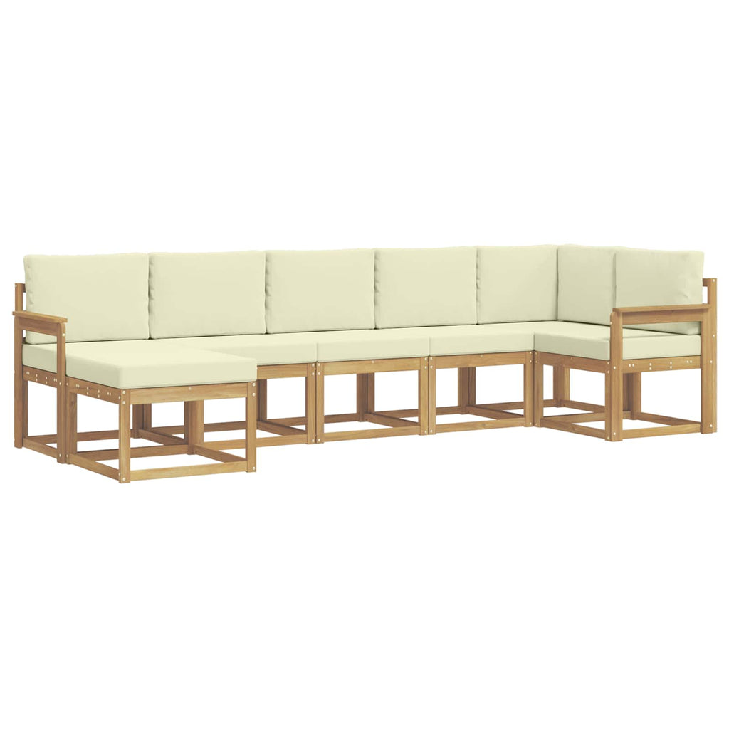 Outdoor-Sofagarnitur mit Kissen 7 pcs Weiß und Creme Polyester