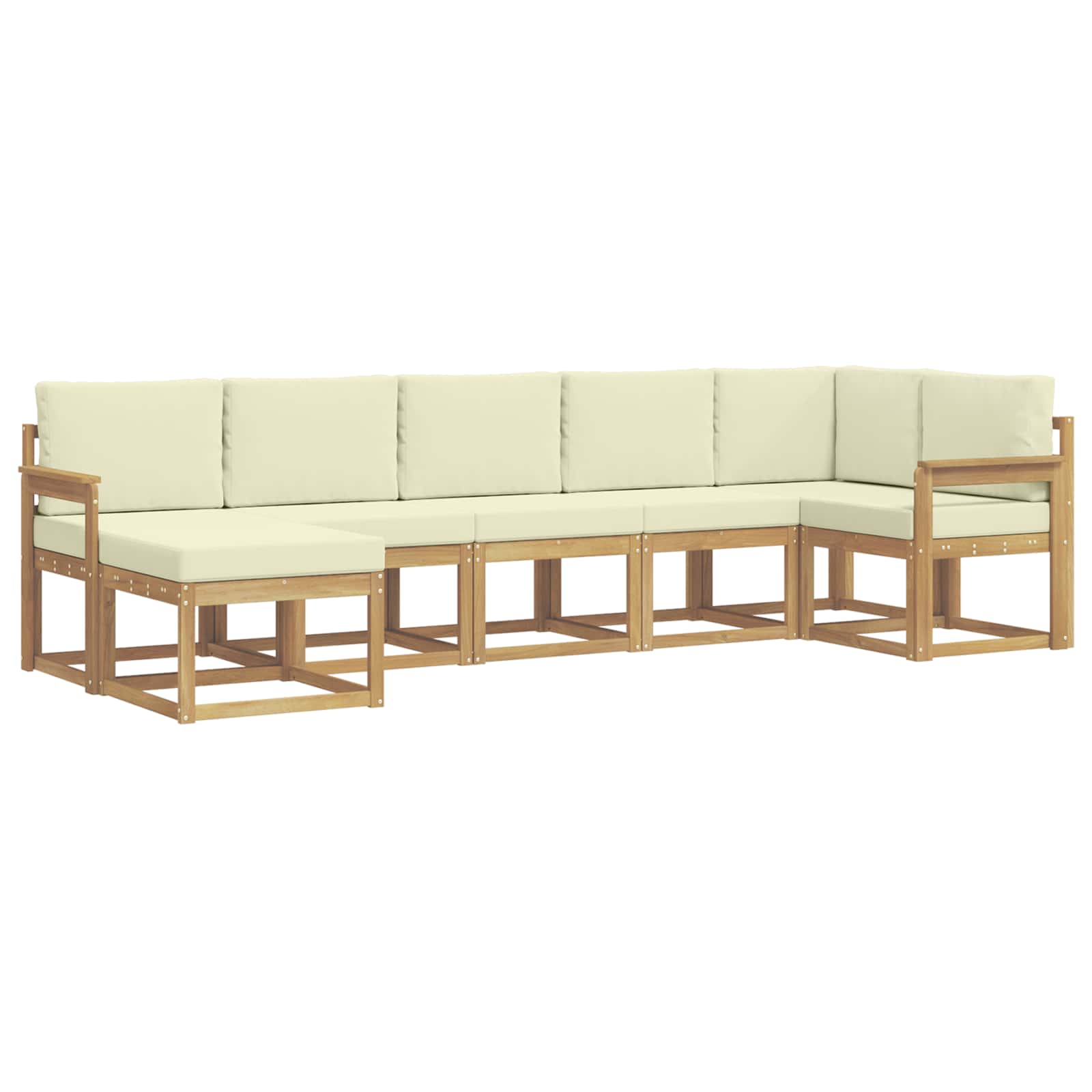 Outdoor-Sofagarnitur mit Kissen 7 pcs Weiß und Creme Polyester