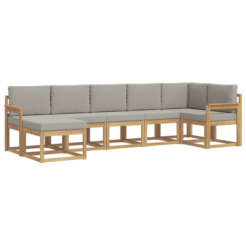 Outdoor-Sofagarnitur mit Kissen 7 pcs Weiß und Hellgrau