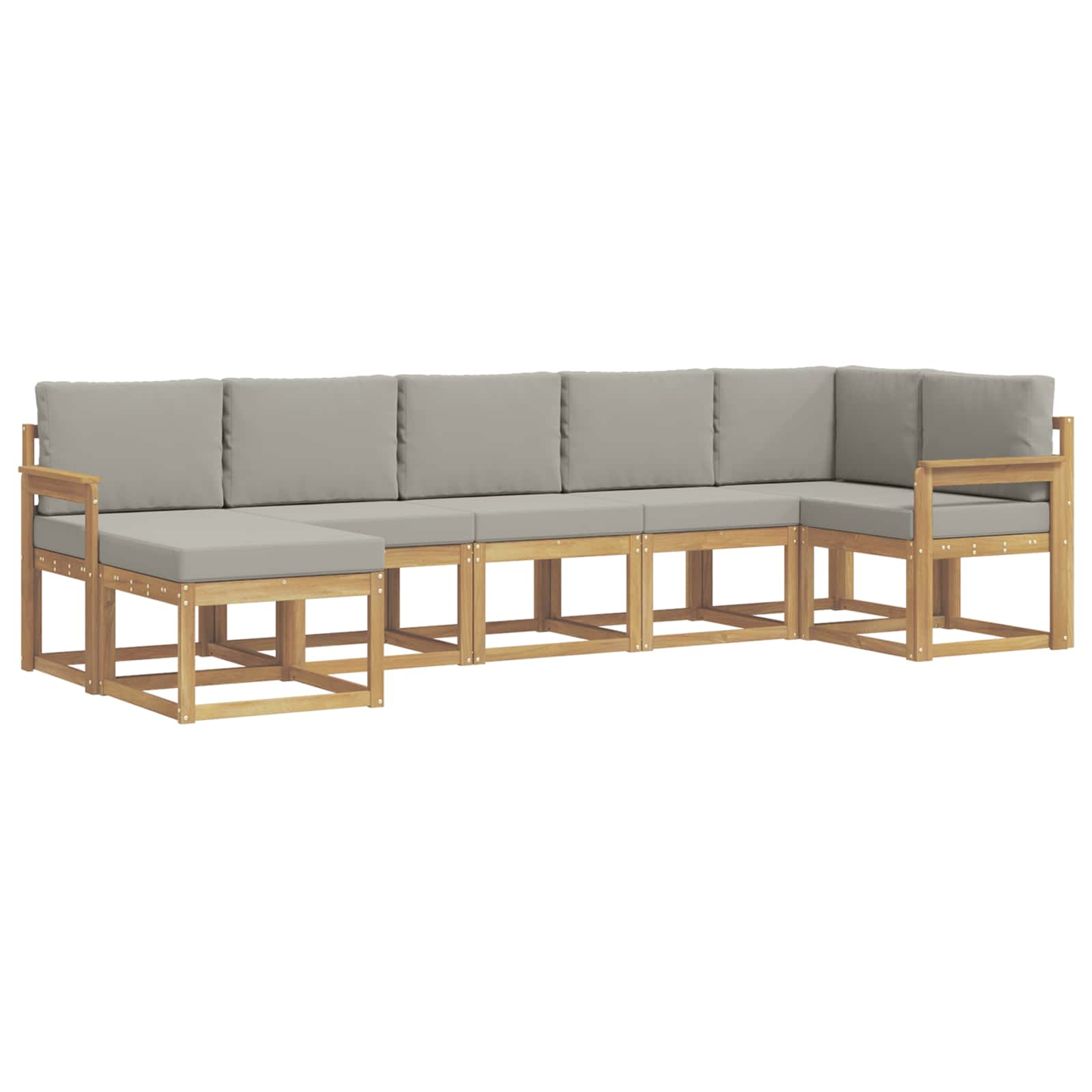 Outdoor-Sofagarnitur mit Kissen 7 pcs Weiß und Hellgrau