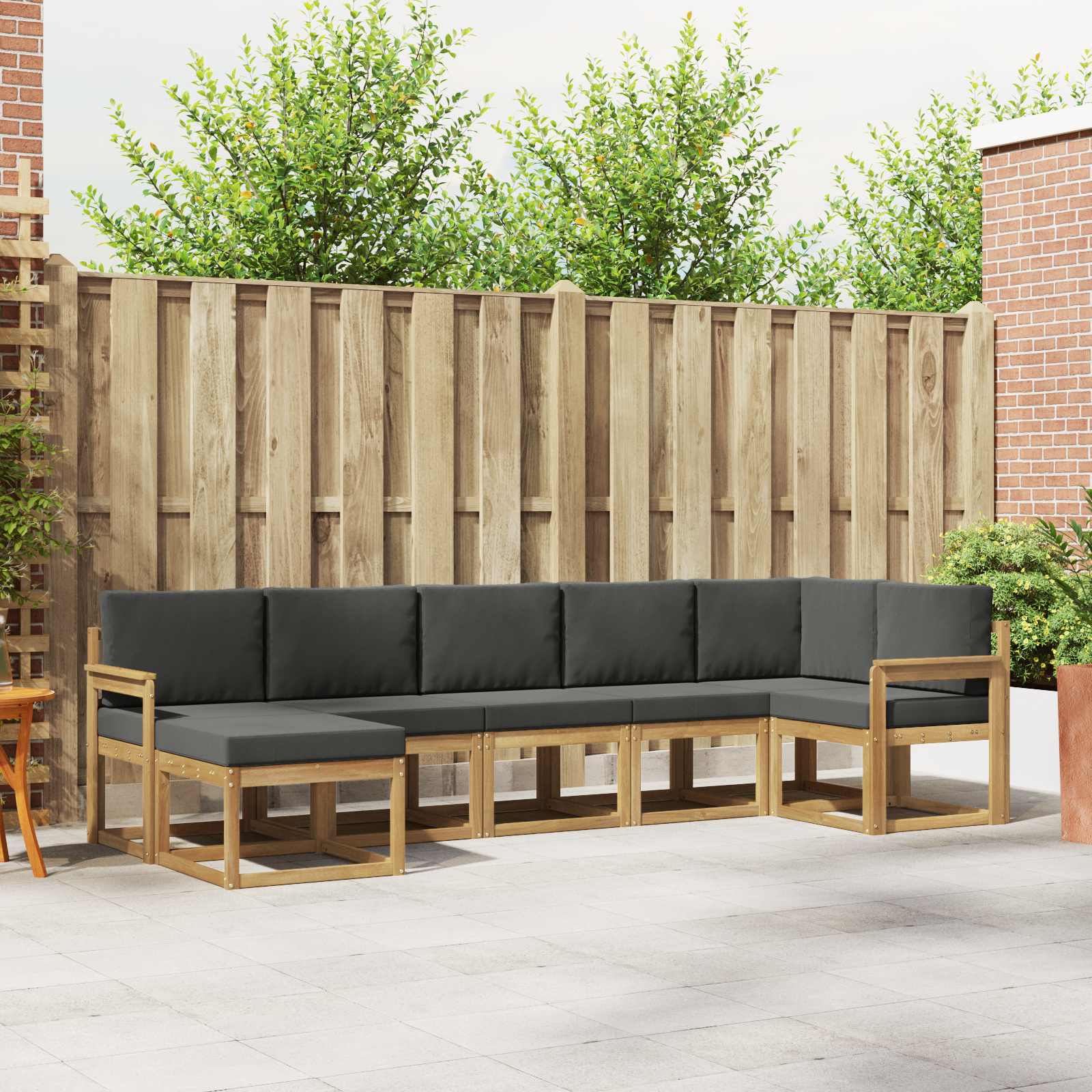 Outdoor-Sofagarnitur 7 pcs Weiß und Anthrazit Polyester
