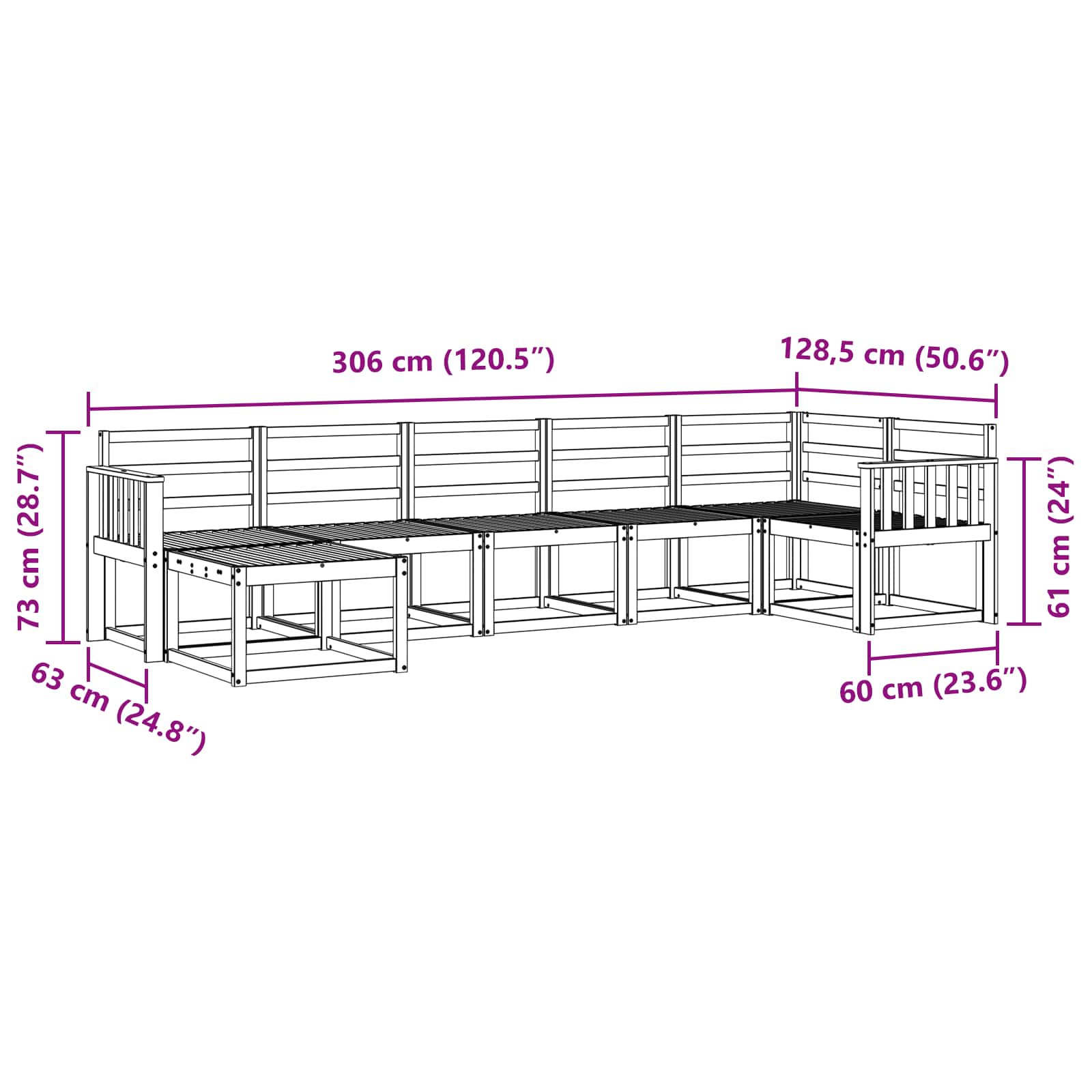 Outdoor-Sofagarnitur 7 pcs Weiß Massivholz Akazie