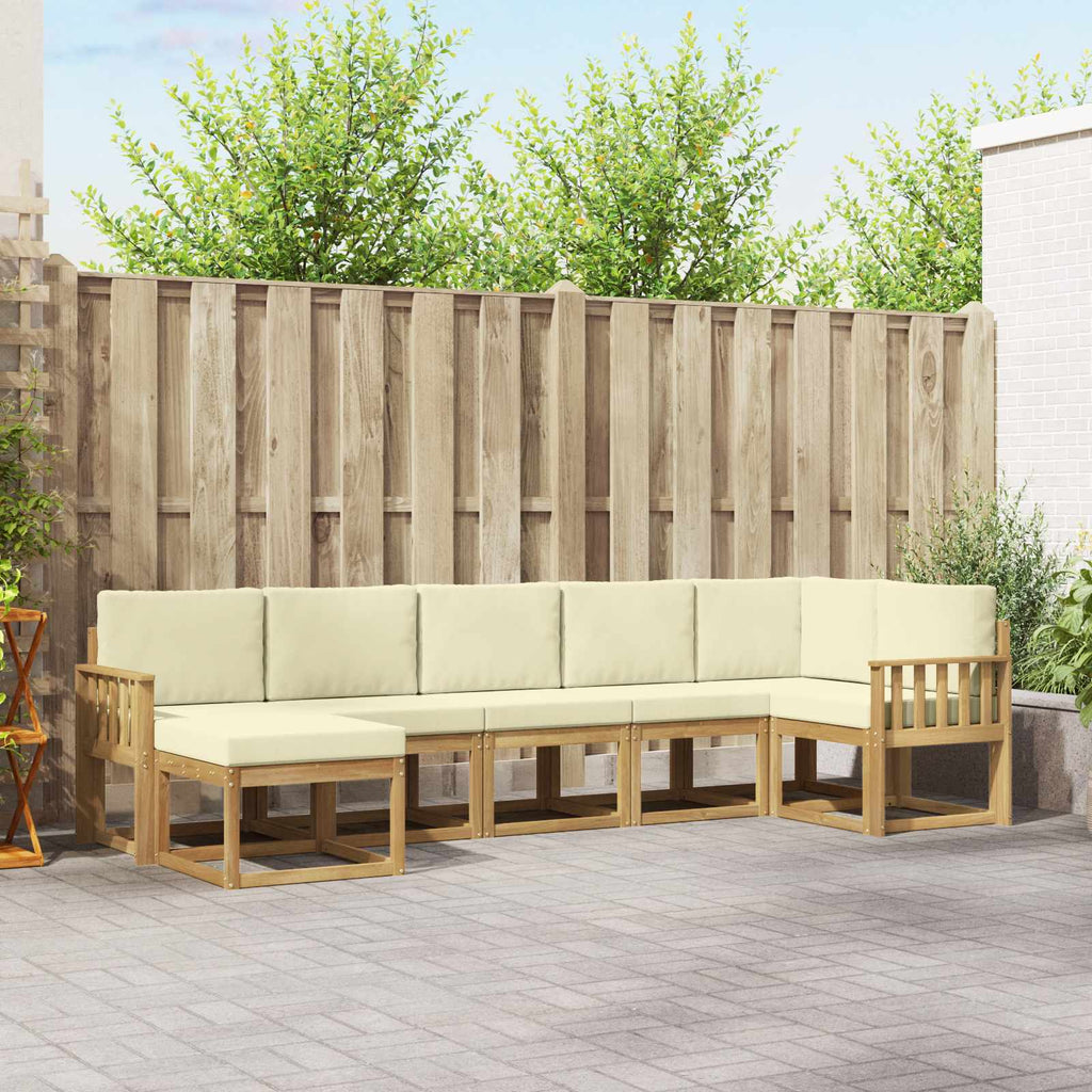 Outdoor-Sofagarnitur mit Kissen 7 pcs Weiß und Creme Polyester