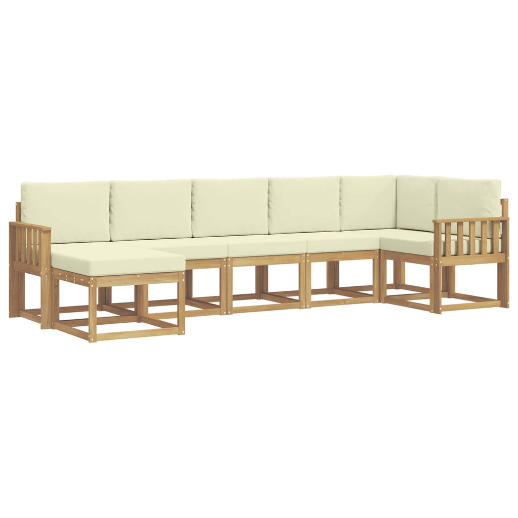 Outdoor-Sofagarnitur mit Kissen 7 pcs Weiß und Creme Polyester