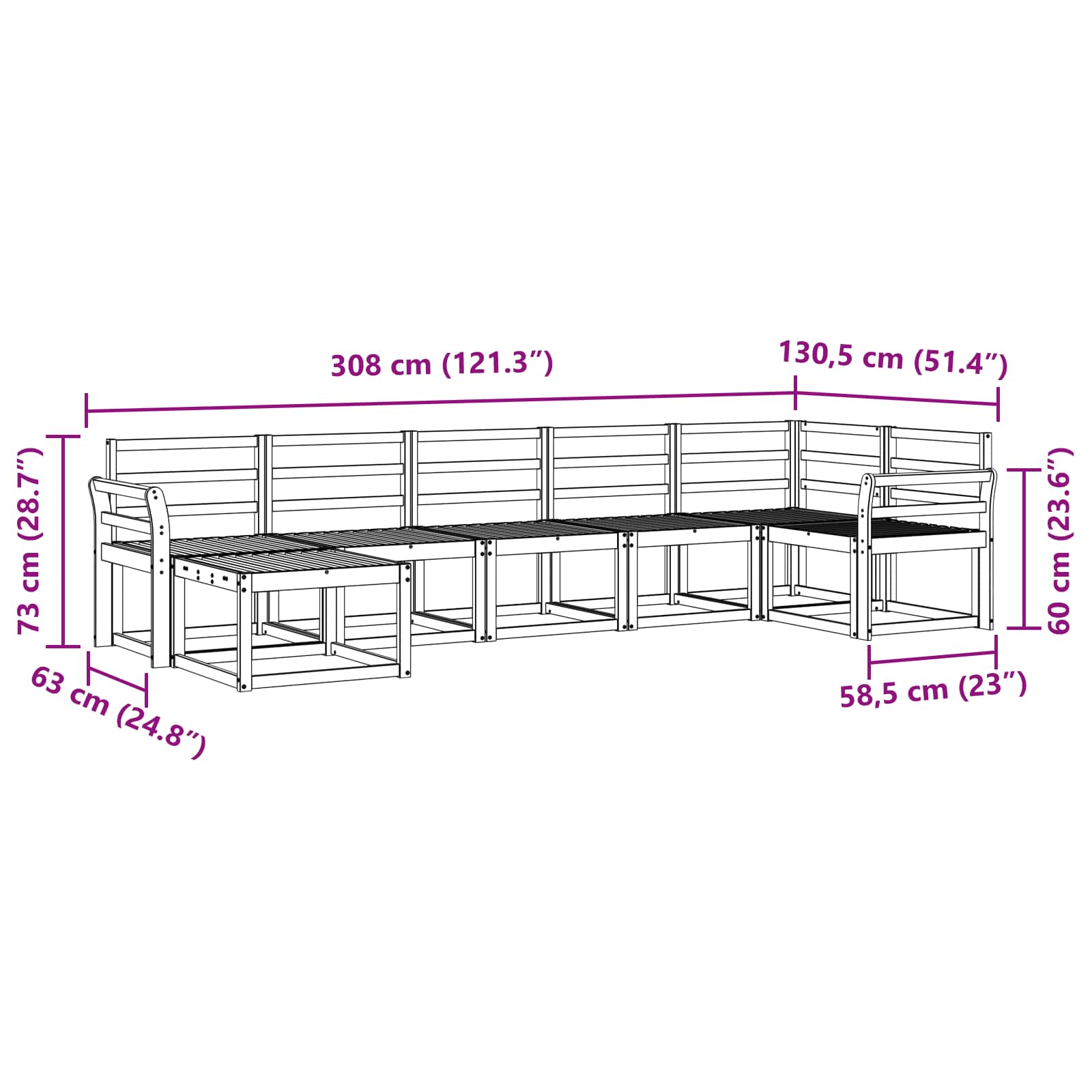 Outdoor-Sofagarnitur 7 pcs Weiß Massivholz Akazie