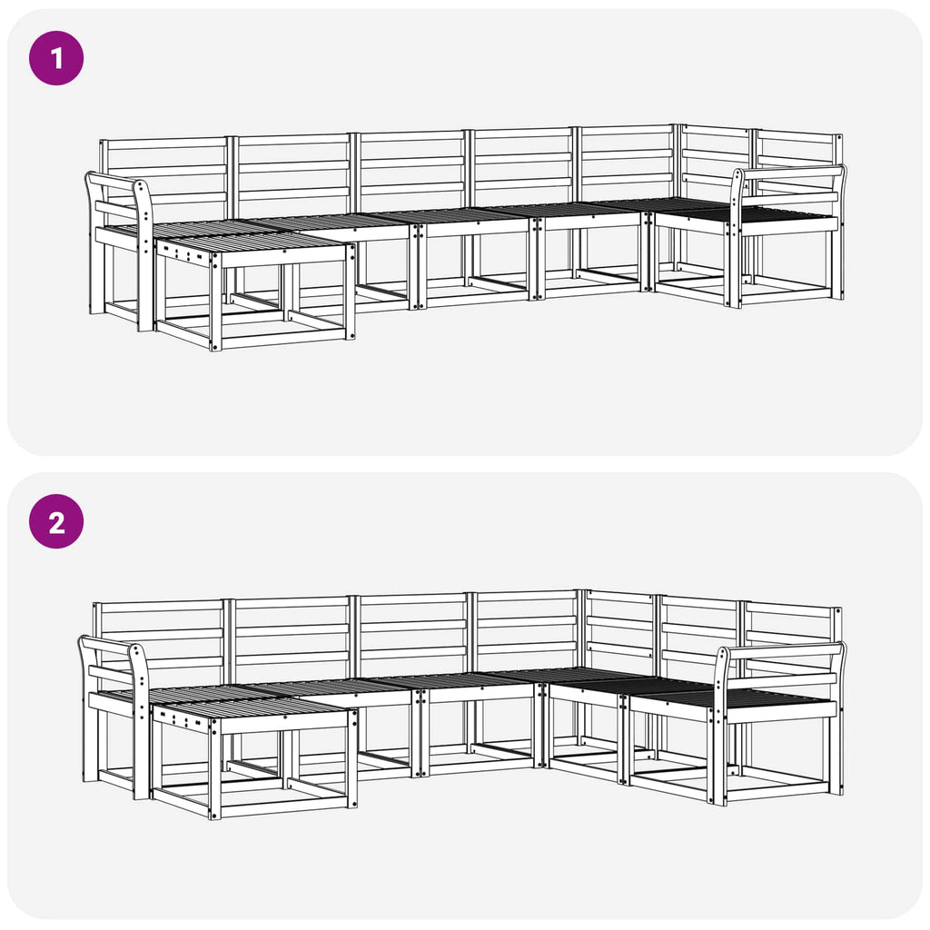 Outdoor-Sofagarnitur 7 pcs Weiß Massivholz Akazie