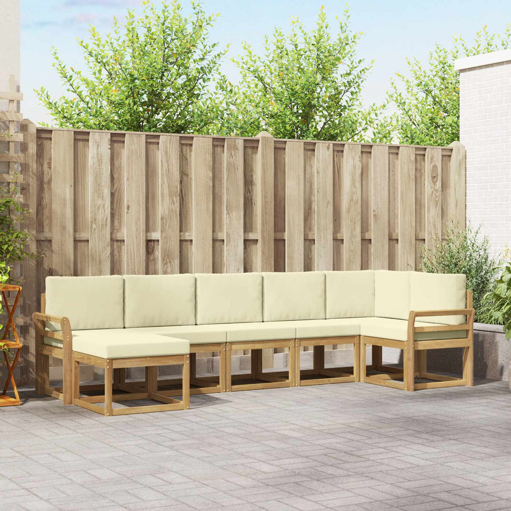 Outdoor-Sofagarnitur mit Kissen 7 pcs Weiß und Creme Polyester