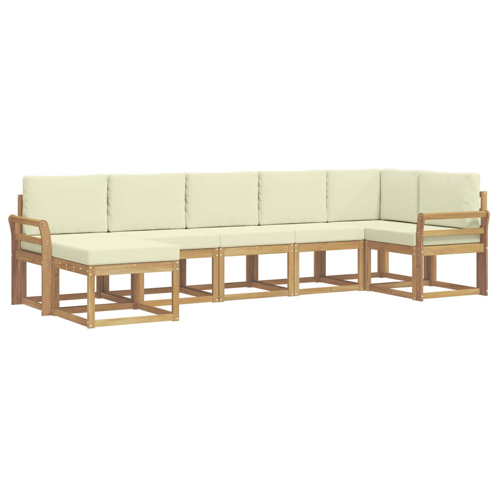 Outdoor-Sofagarnitur mit Kissen 7 pcs Weiß und Creme Polyester