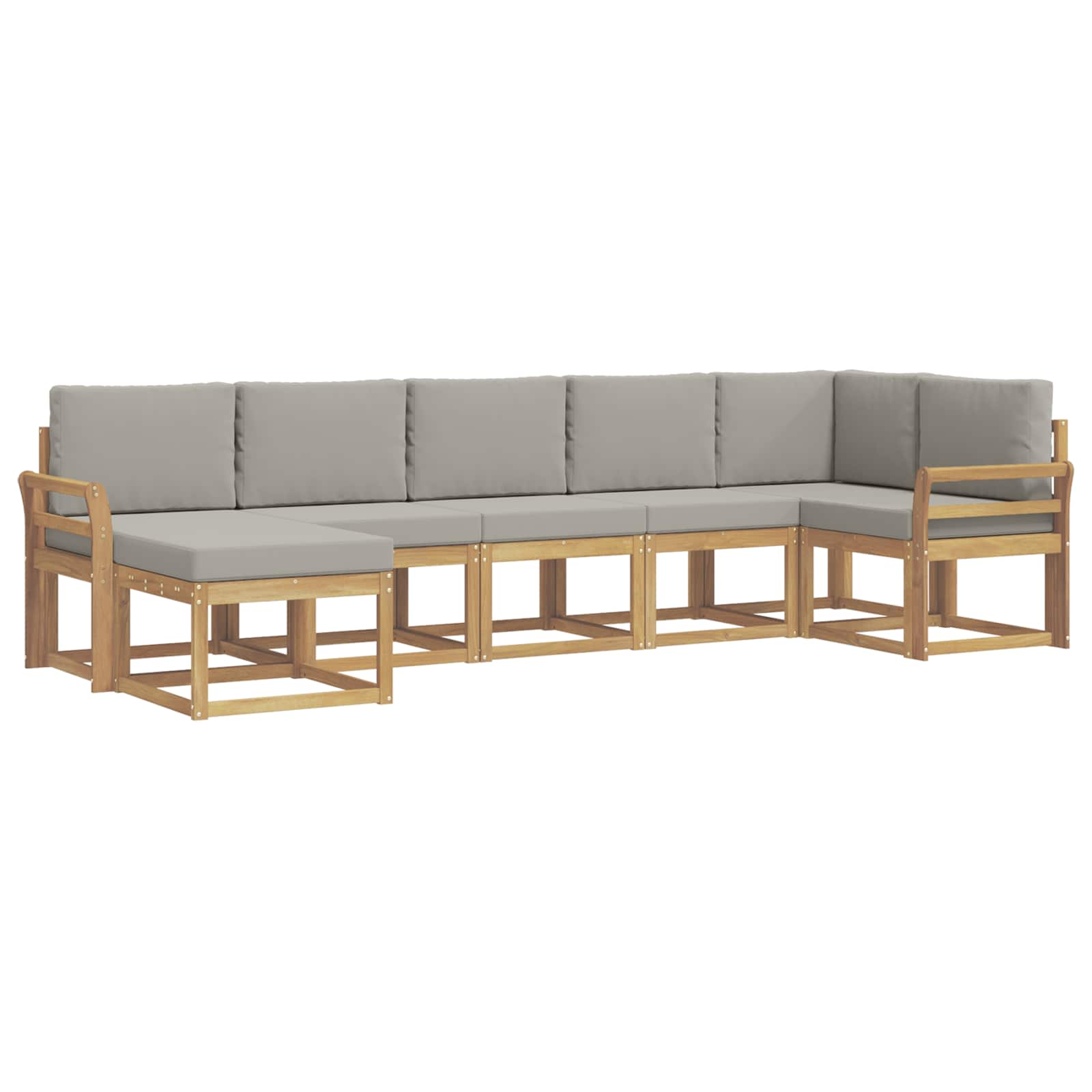 Outdoor-Sofagarnitur mit Kissen 7 pcs Weiß und Hellgrau