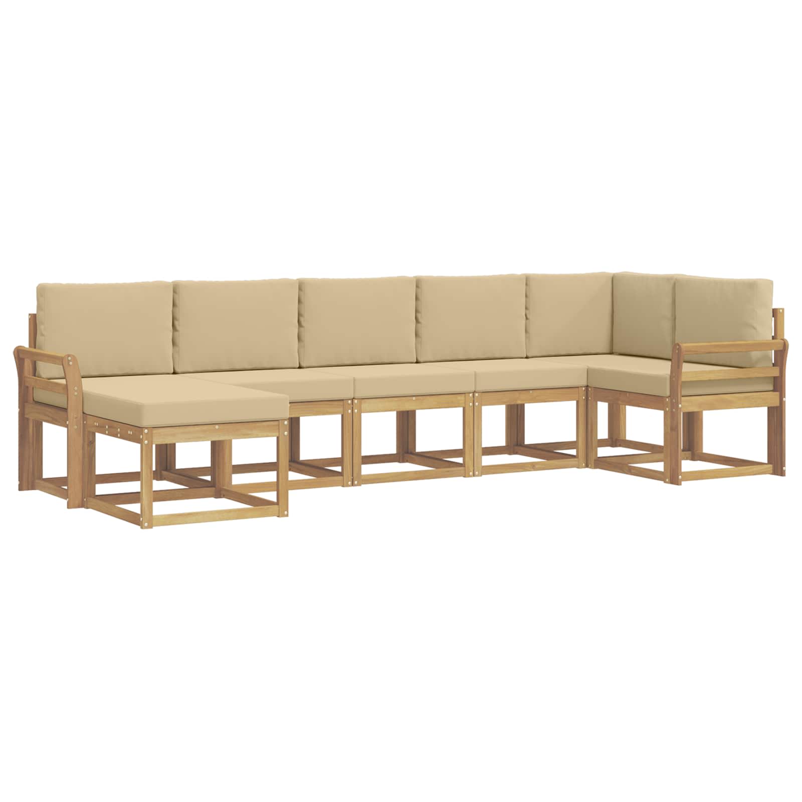 Outdoor-Sofagarnitur mit Kissen 7 pcs Weiß und Beige Polyester