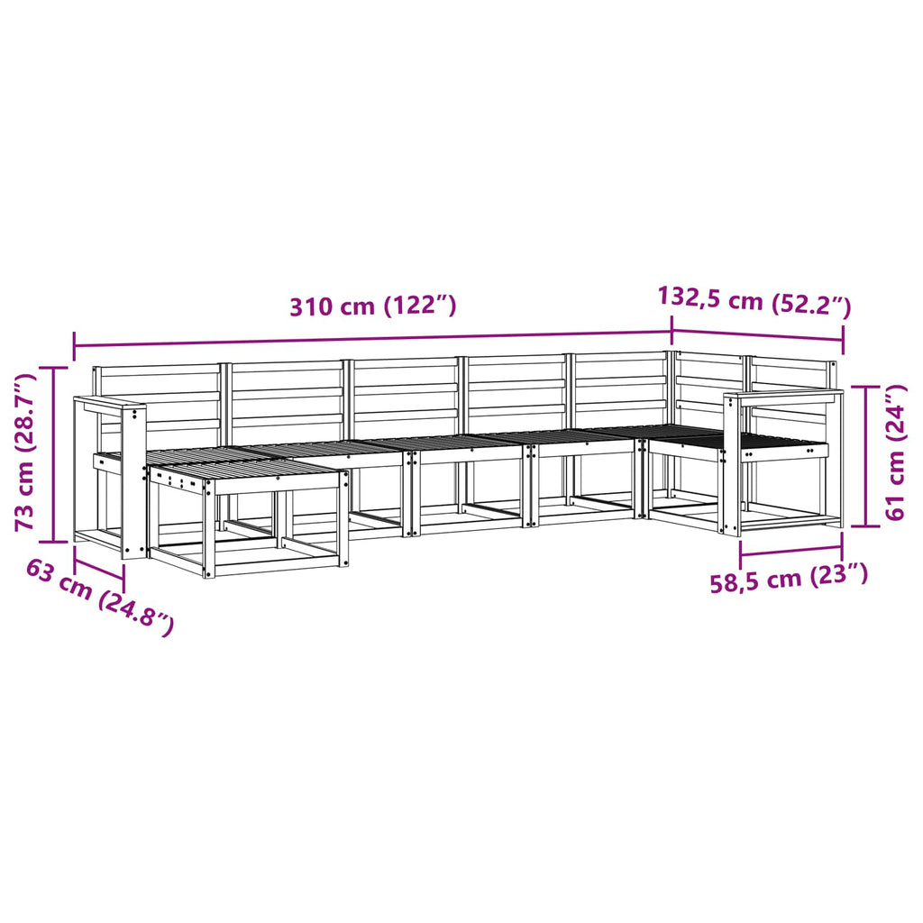 Outdoor-Sofagarnitur 7 pcs Weiß Massivholz Akazie