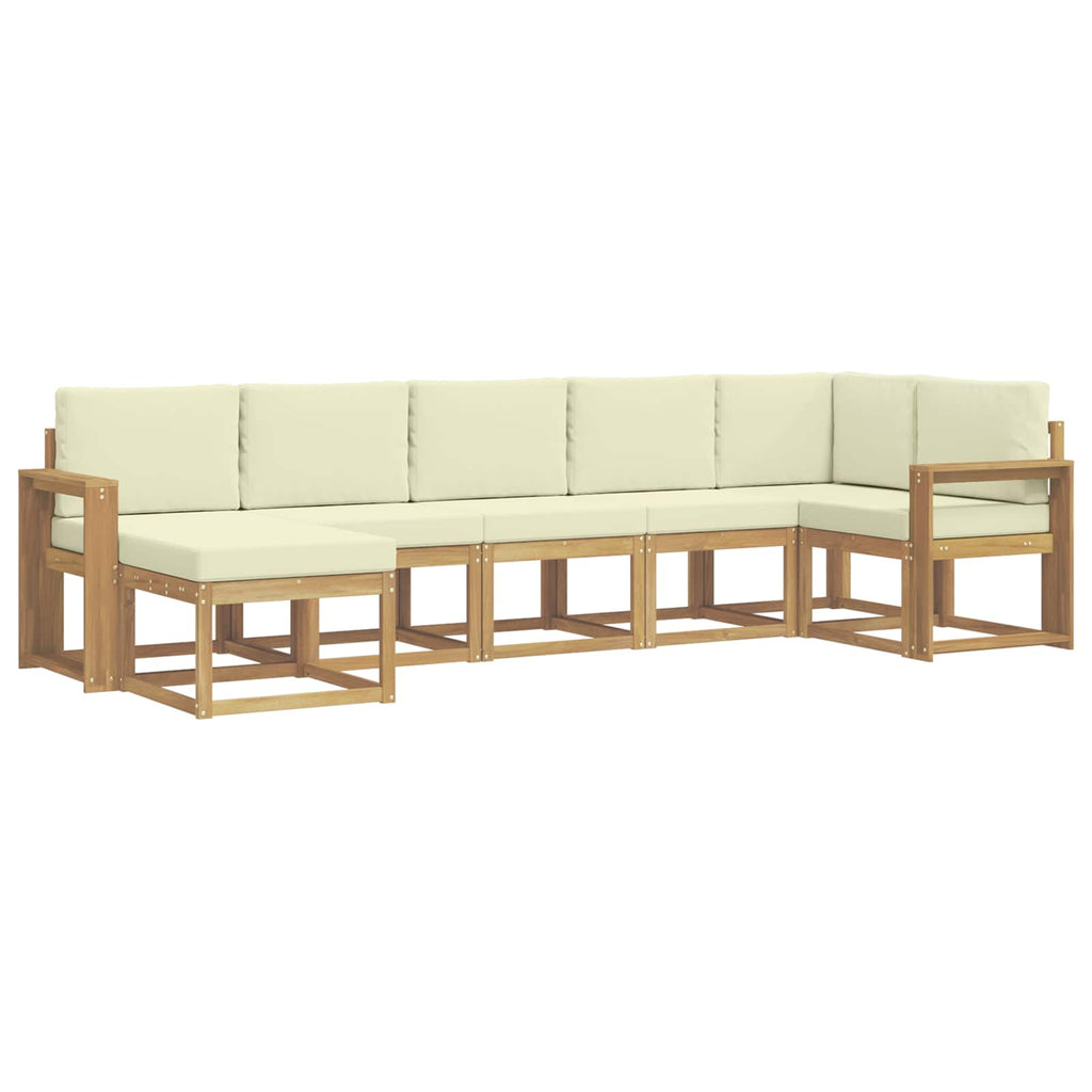Outdoor-Sofagarnitur mit Kissen 7 pcs Weiß und Creme Polyester