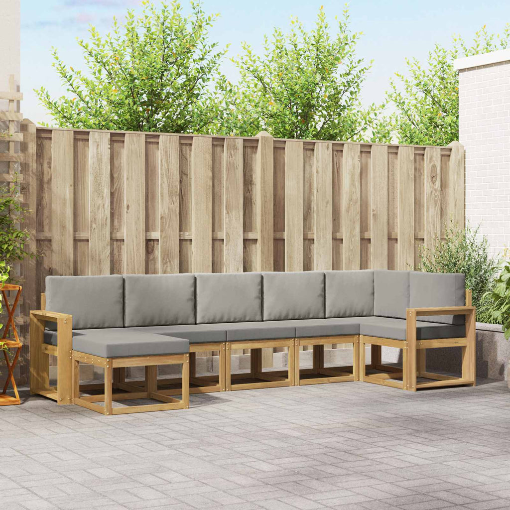 Outdoor-Sofagarnitur mit Kissen 7 pcs Weiß und Hellgrau