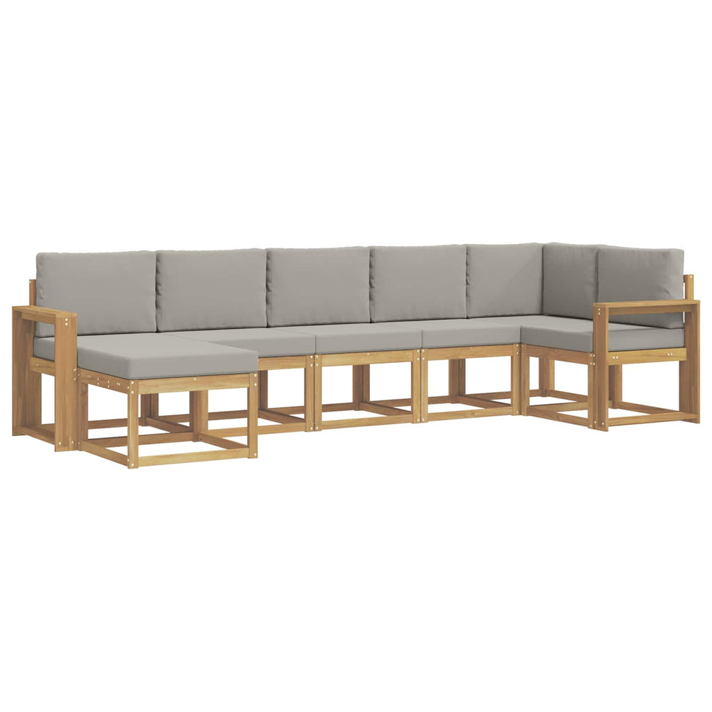 Outdoor-Sofagarnitur mit Kissen 7 pcs Weiß und Hellgrau