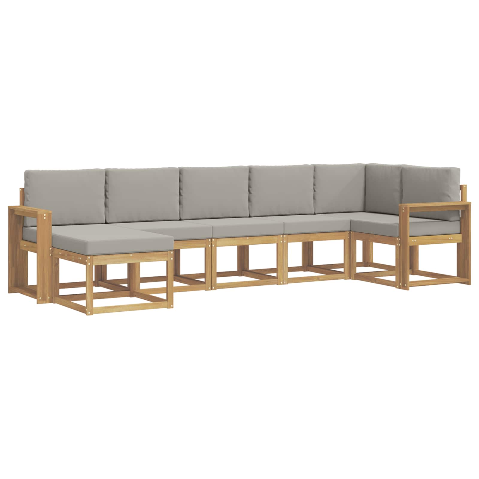 Outdoor-Sofagarnitur mit Kissen 7 pcs Weiß und Hellgrau