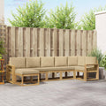 Outdoor-Sofagarnitur mit Kissen 7 pcs Weiß und Beige Polyester