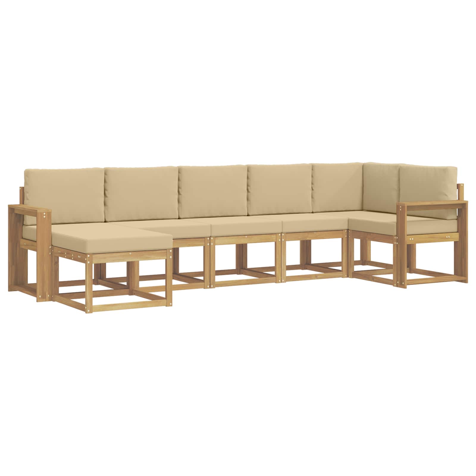 Outdoor-Sofagarnitur mit Kissen 7 pcs Weiß und Beige Polyester