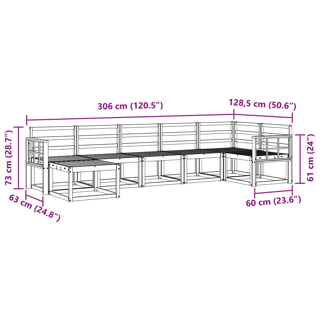 Outdoor-Sofagarnitur 7 pcs Weiß Massivholz Akazie