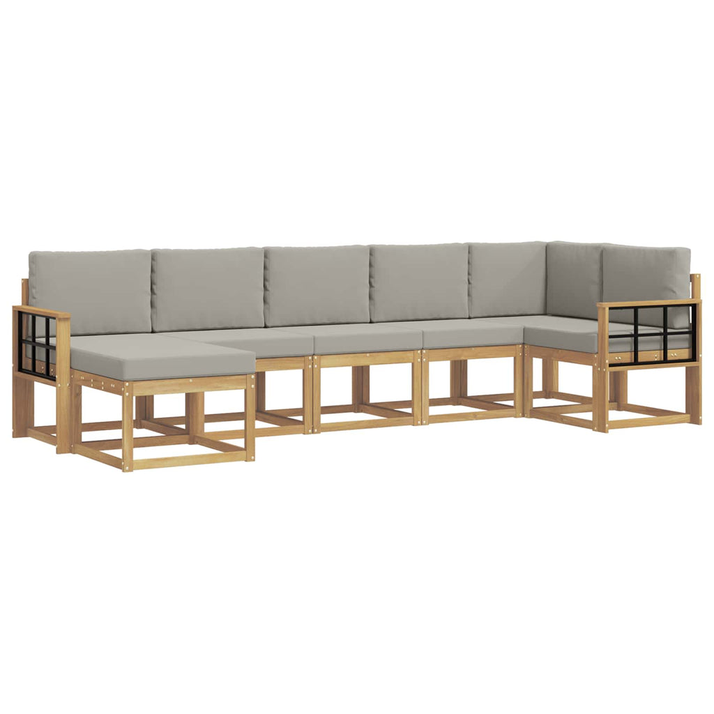 Outdoor-Sofagarnitur mit Kissen 7 pcs Weiß und Hellgrau