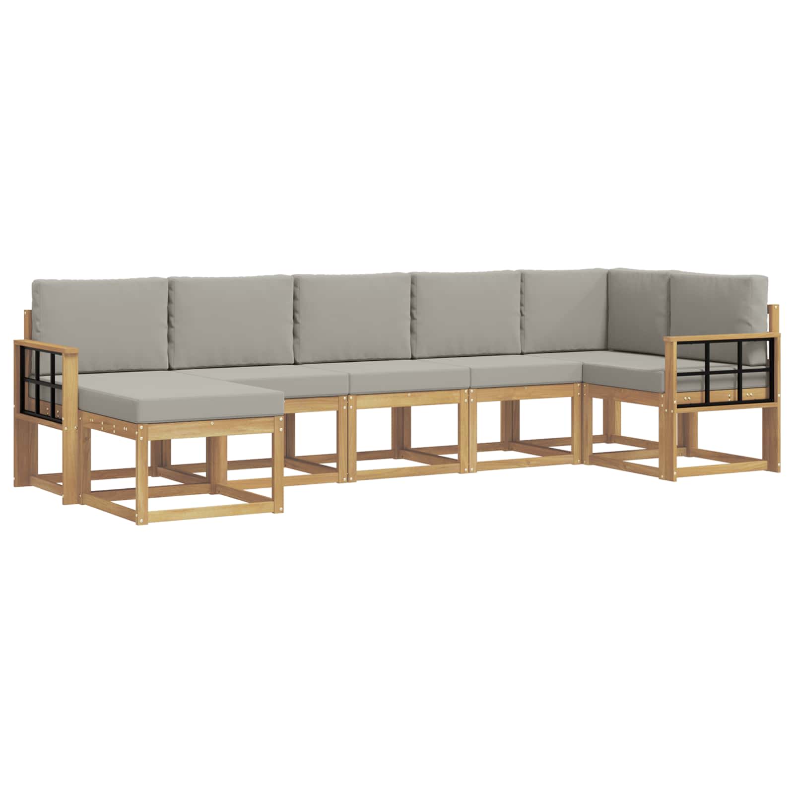 Outdoor-Sofagarnitur mit Kissen 7 pcs Weiß und Hellgrau